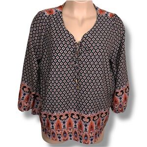 2x Time To Bloom Blouse Boho Peasant Black Red Bohemian Tassel Neckline